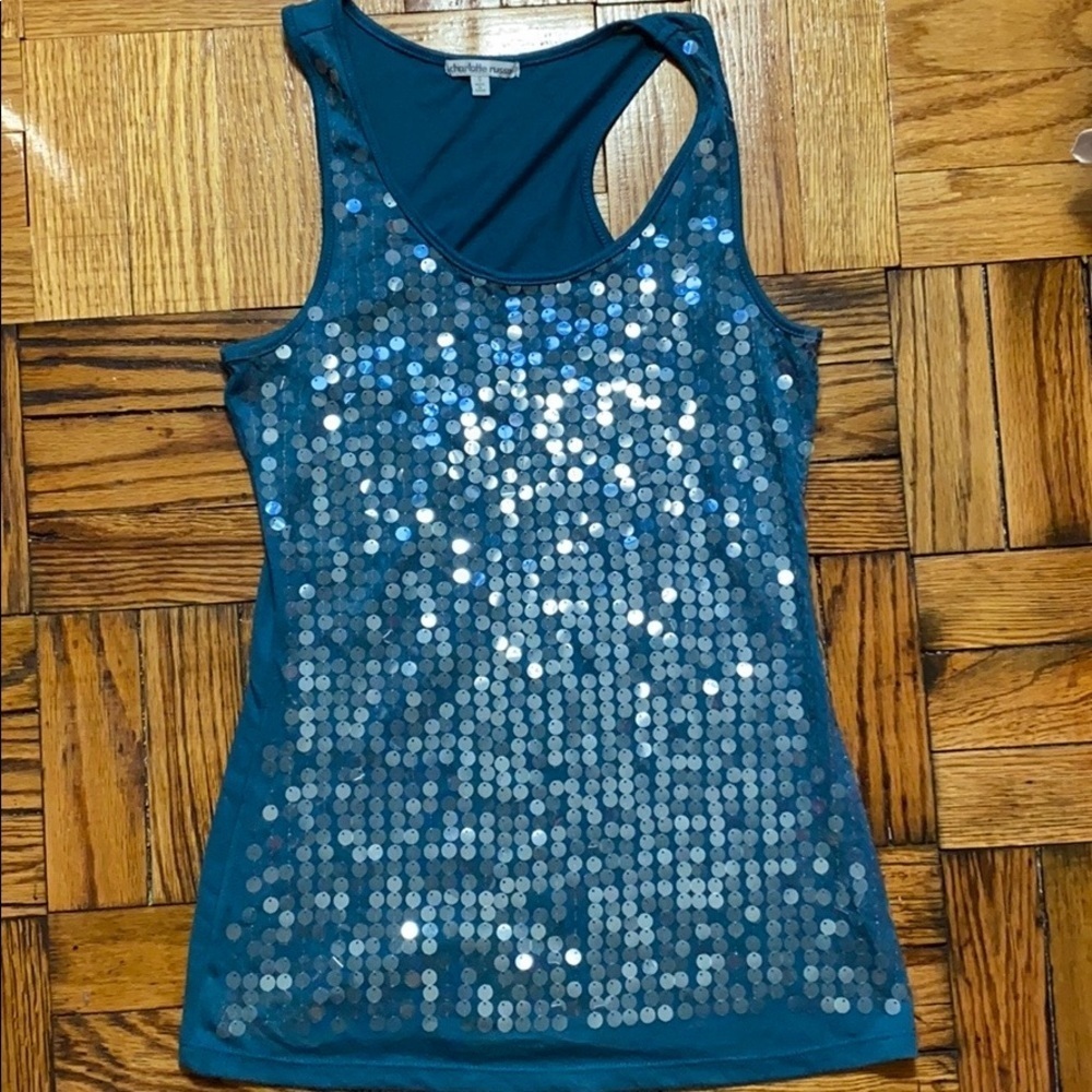Charlotte Russe blue sequins top size: S
